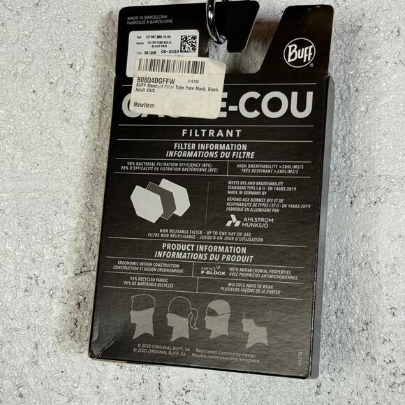 Buff  gaiter mask Filter Tube - SS21 Black Adults XS/Small - Picture 5 of 7